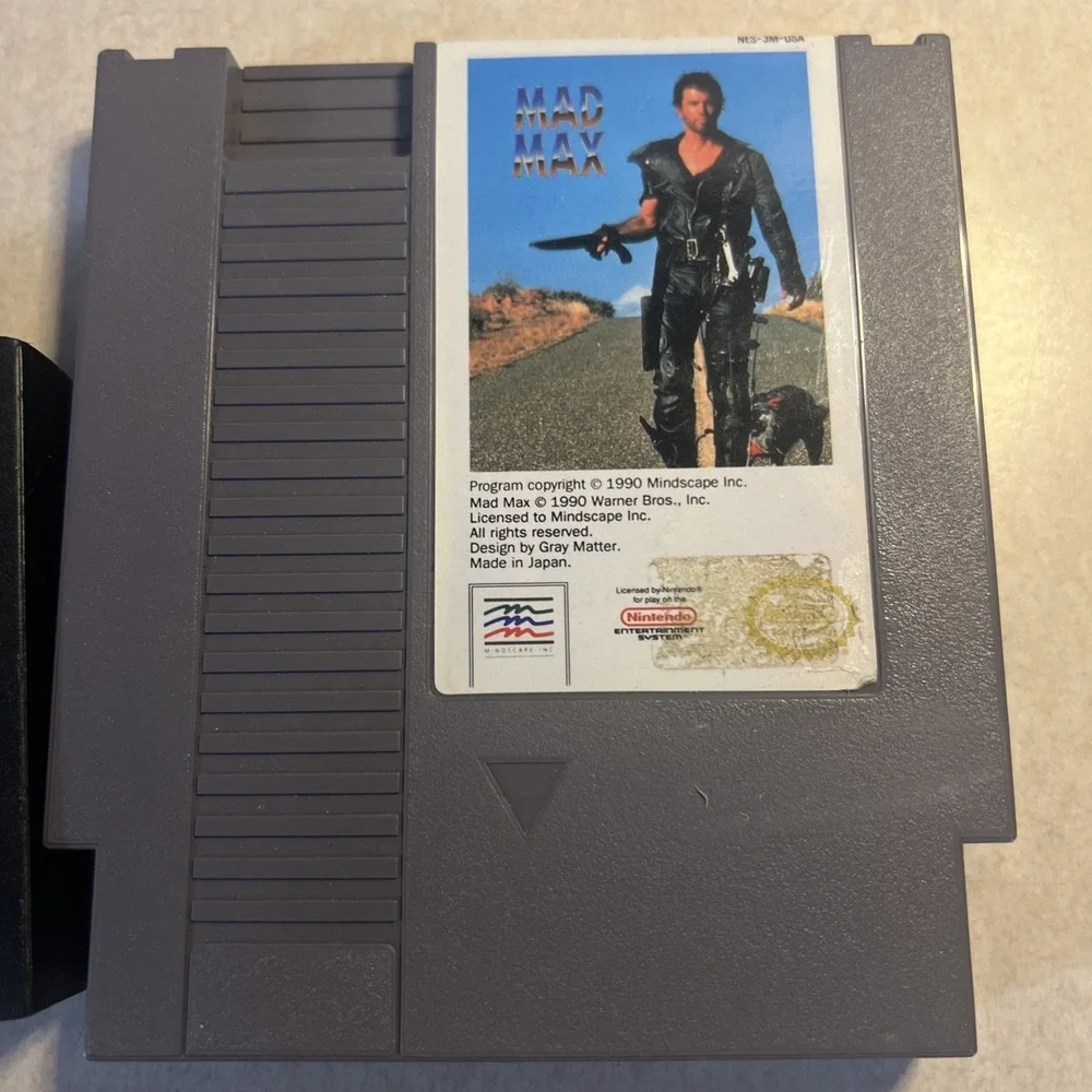 Nintendo Mad Max Video Game NES‎ Grey 1990 Mindscape Retro Action Cartridge